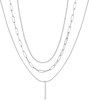 Layered Necklaces for Women Dainty Gold Silver Chain Necklace Women Trendy Cuban Link Paperclip Chain Toggle Clasp Necklace for Women Fashion Chunky Jewelry