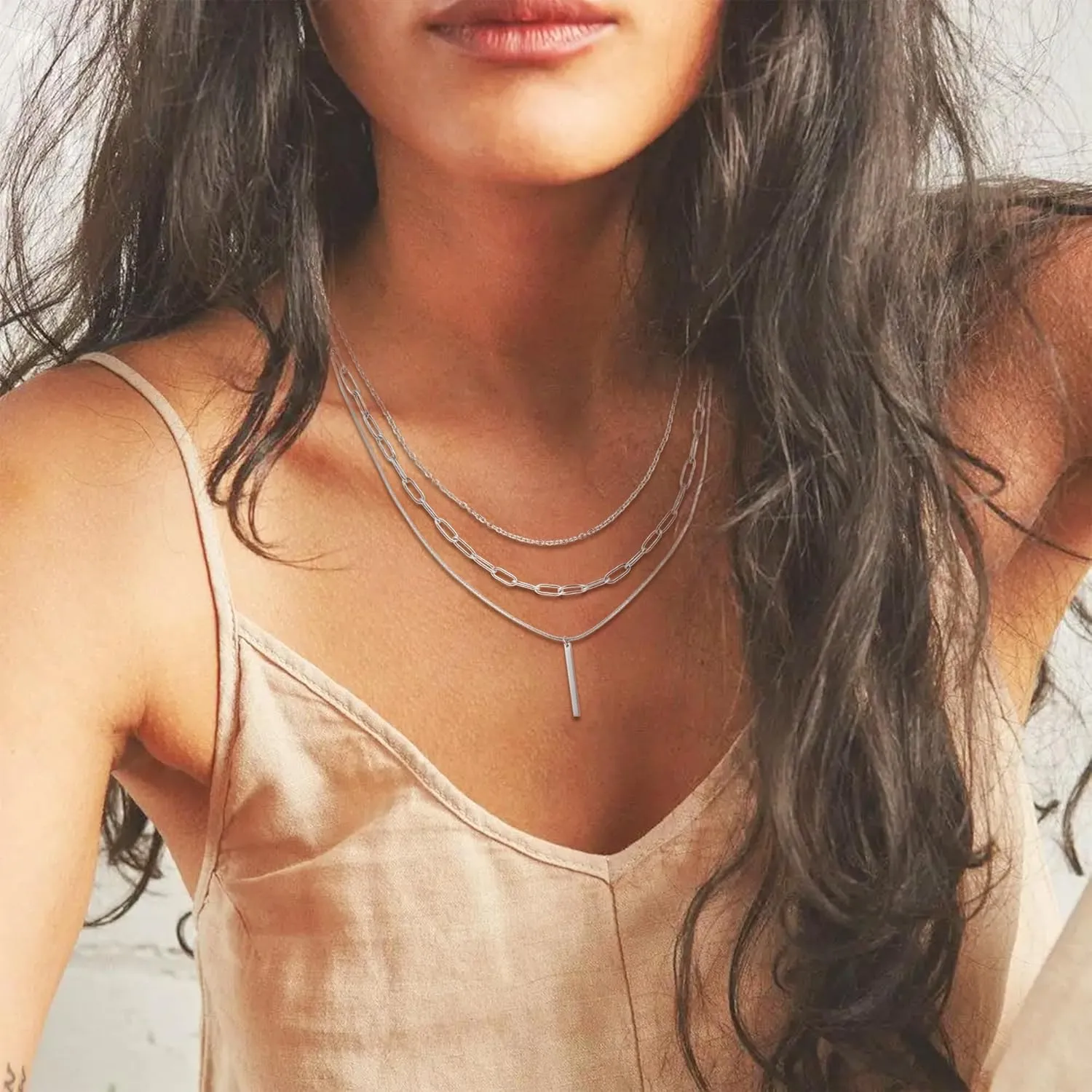 Layered Necklaces for Women Dainty Gold Silver Chain Necklace Women Trendy Cuban Link Paperclip Chain Toggle Clasp Necklace for Women Fashion Chunky Jewelry