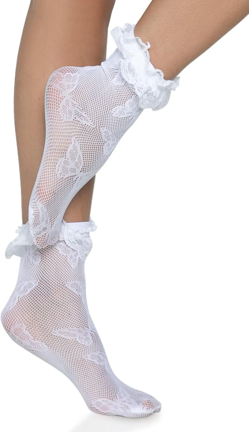 Leg Avenue Women's Lace Ruffle Anklet Socks