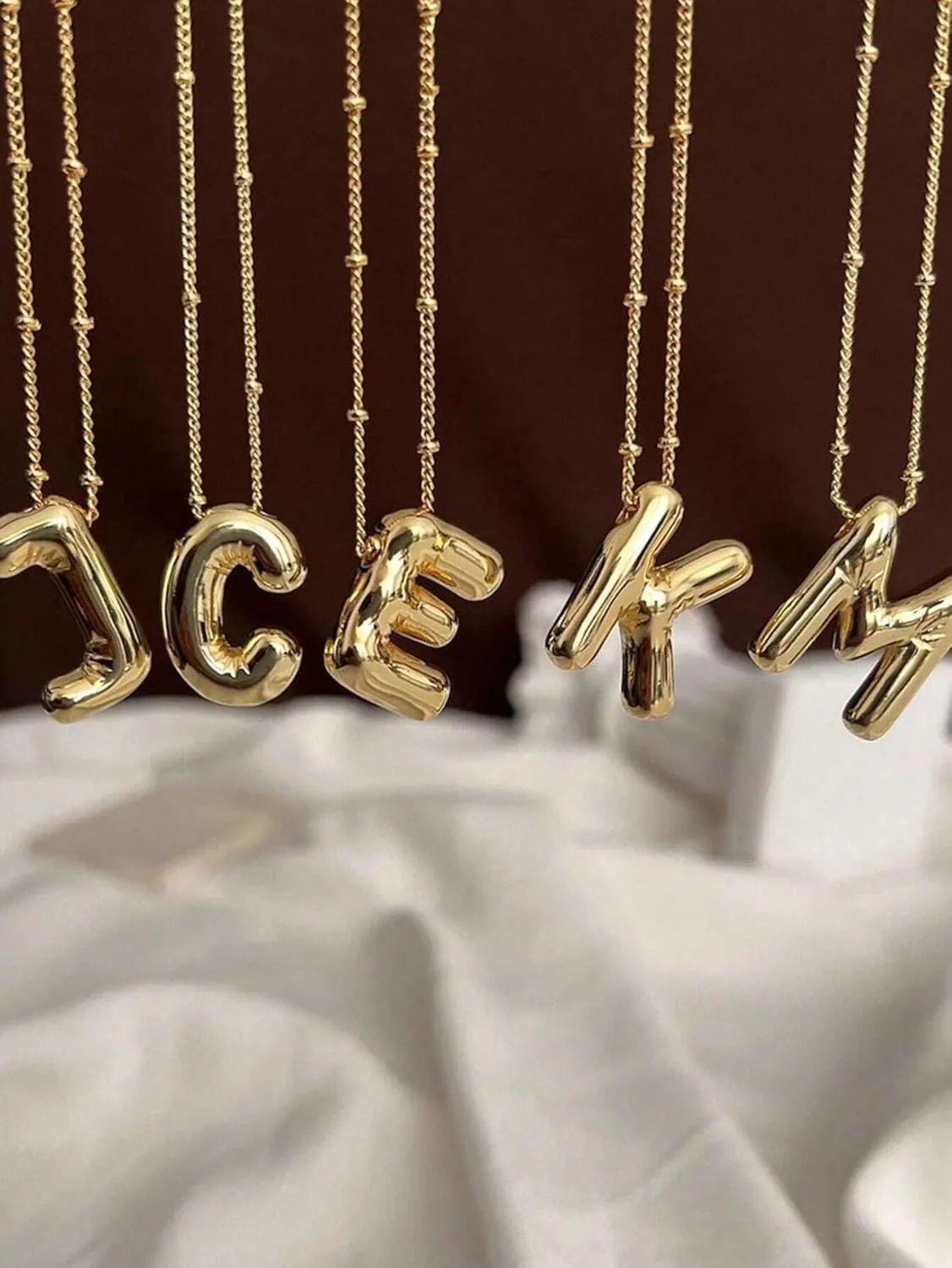 Letter Necklace Layered Necklaces for Women 14k Gold Plated Dainty Alphabet Initial Necklace Personalized Necklace Bubble Jewelry Gift