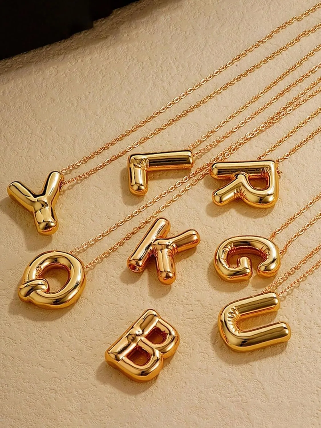 Letter Necklace Layered Necklaces for Women 14k Gold Plated Dainty Alphabet Initial Necklace Personalized Necklace Bubble Jewelry Gift