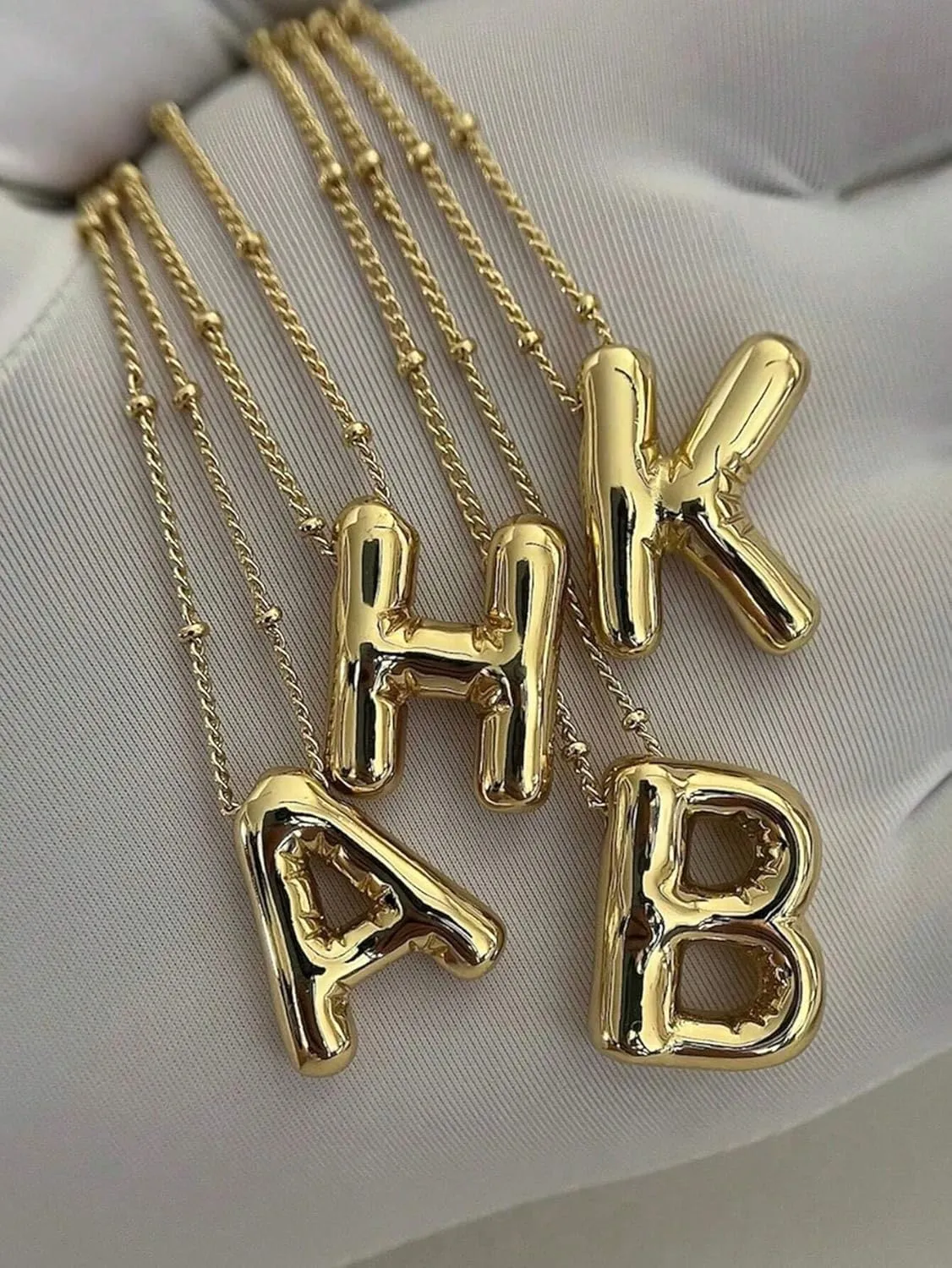 Letter Necklace Layered Necklaces for Women 14k Gold Plated Dainty Alphabet Initial Necklace Personalized Necklace Bubble Jewelry Gift