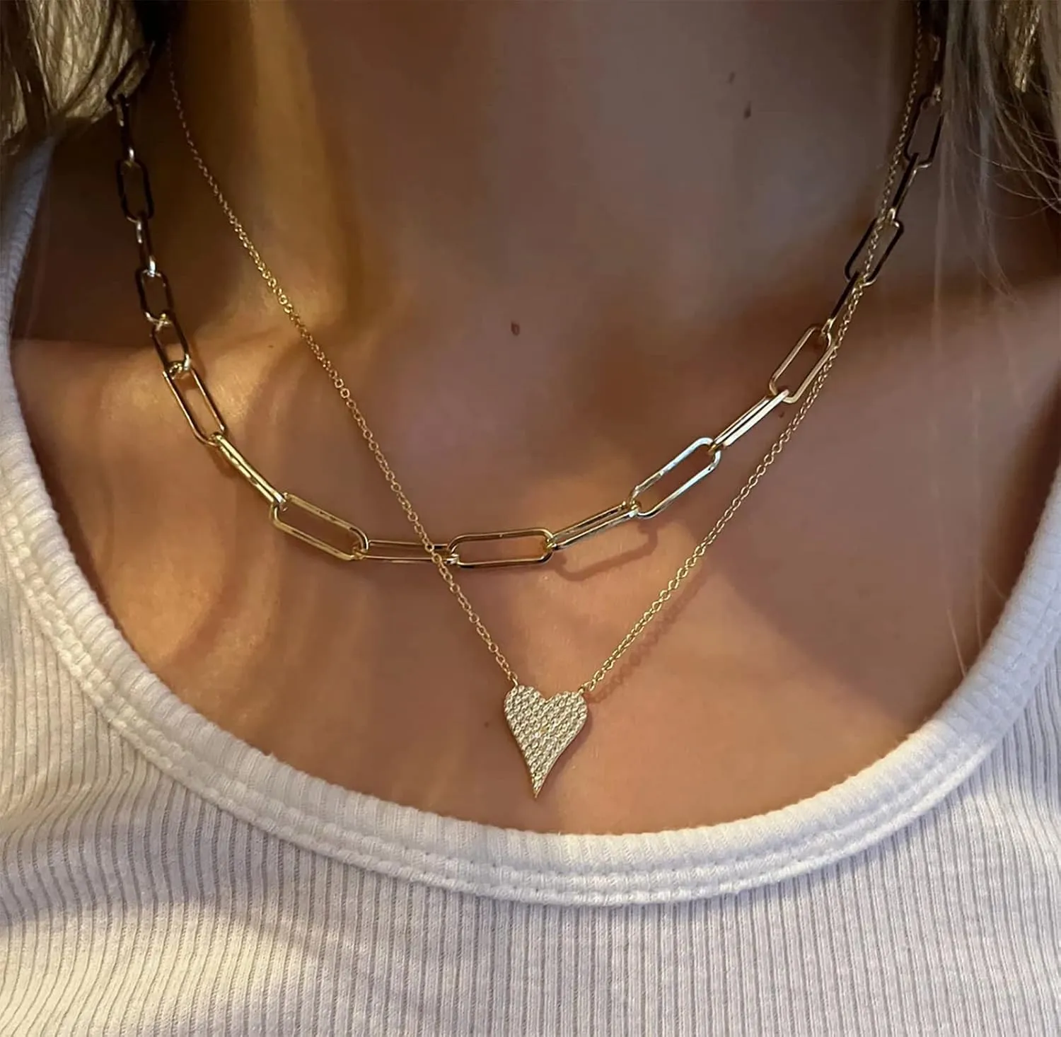 LEXODY Dainty Heart Necklace Tiny Heart Pendant Choker Necklaces Small 14k Gold Plated Cute Open Heart Chain Necklace for Women Minimalist Jewelry Necklace for Women