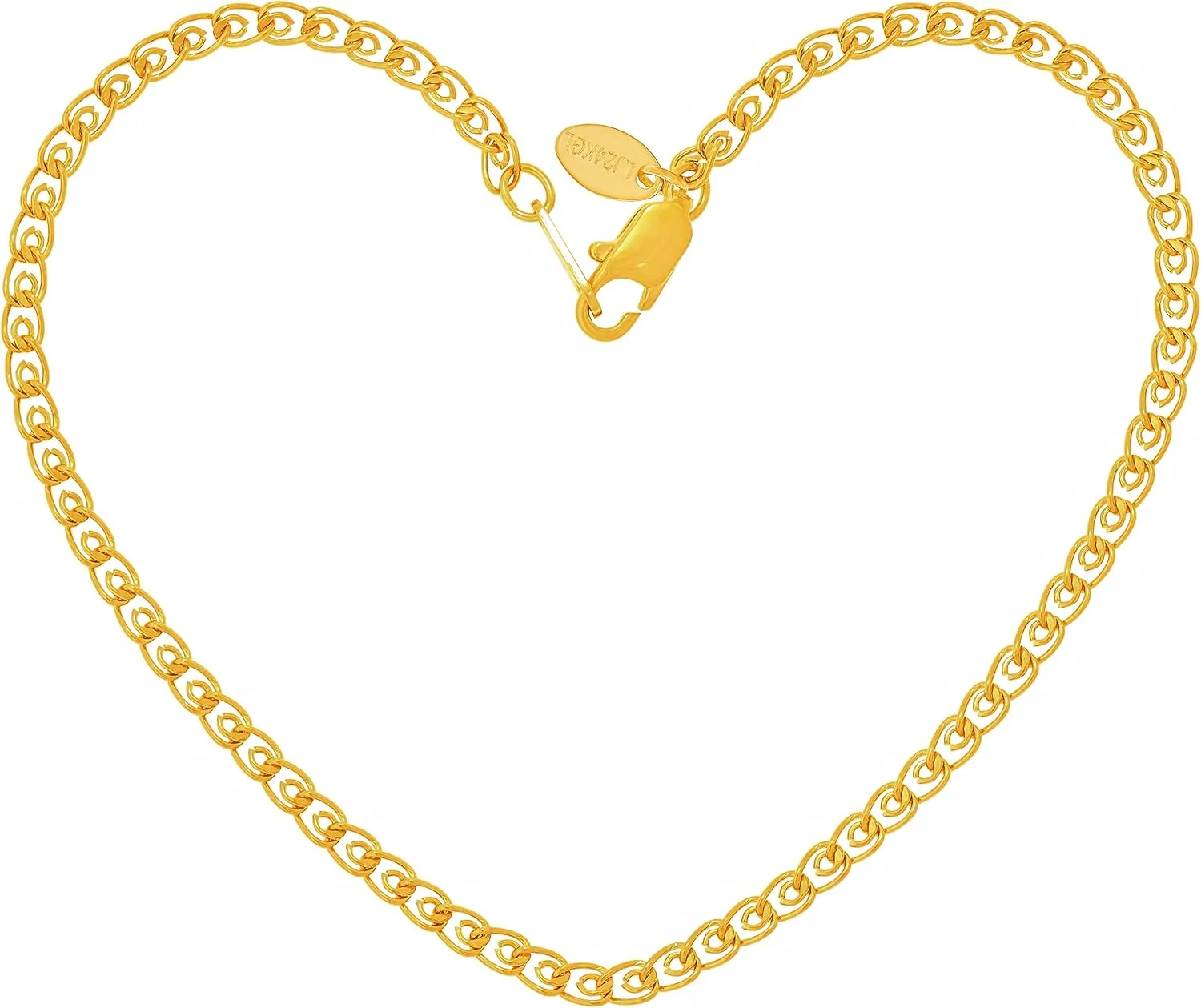 LIFETIME JEWELRY Womens Gold Anklet 2.7mm Open Weave Link Ankle Bracelet 24k Real Gold Plated