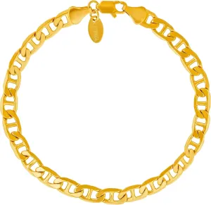 LIFETIME JEWELRY Womens Gold Anklet 6mm Mariner Link Chain Ankle Bracelet 24k Real Gold Plated