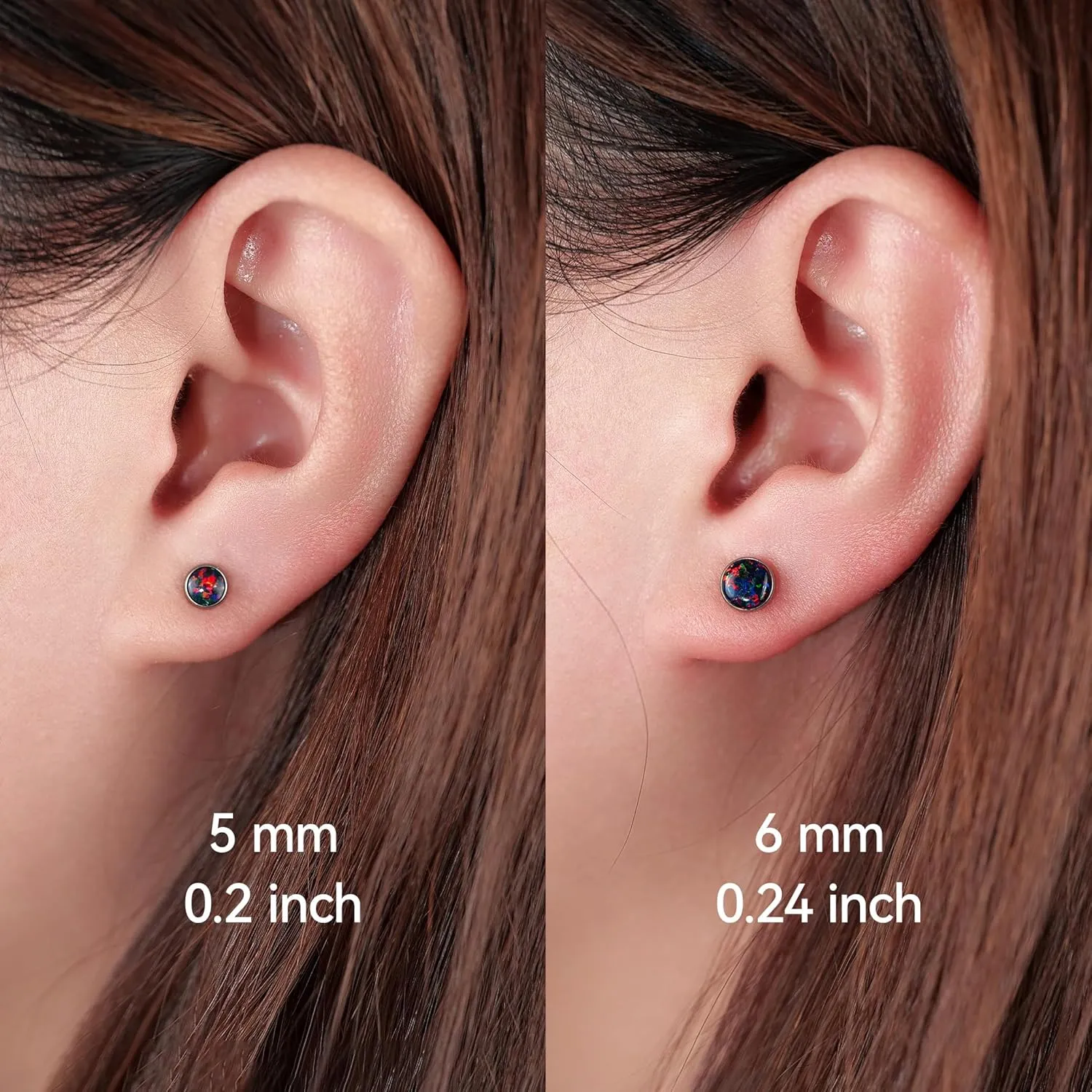 Limerencia G23 Pure Titanium Hypoallergenic Earrings | Minimalist Opal Stud Earrings | F136 Implant Grade | Suitable for Sensitive Ears Delicate Jewelry