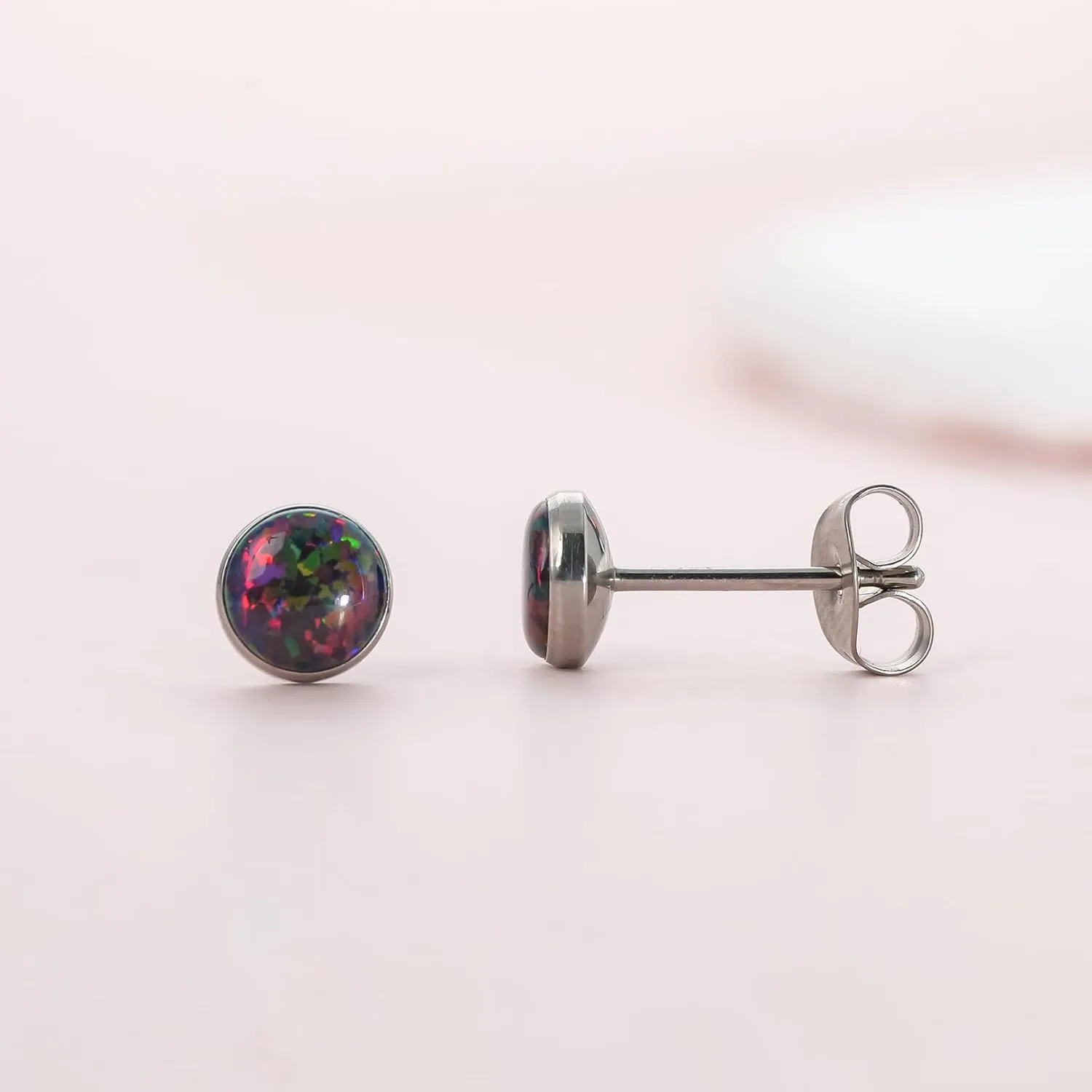 Limerencia G23 Pure Titanium Hypoallergenic Earrings | Minimalist Opal Stud Earrings | F136 Implant Grade | Suitable for Sensitive Ears Delicate Jewelry