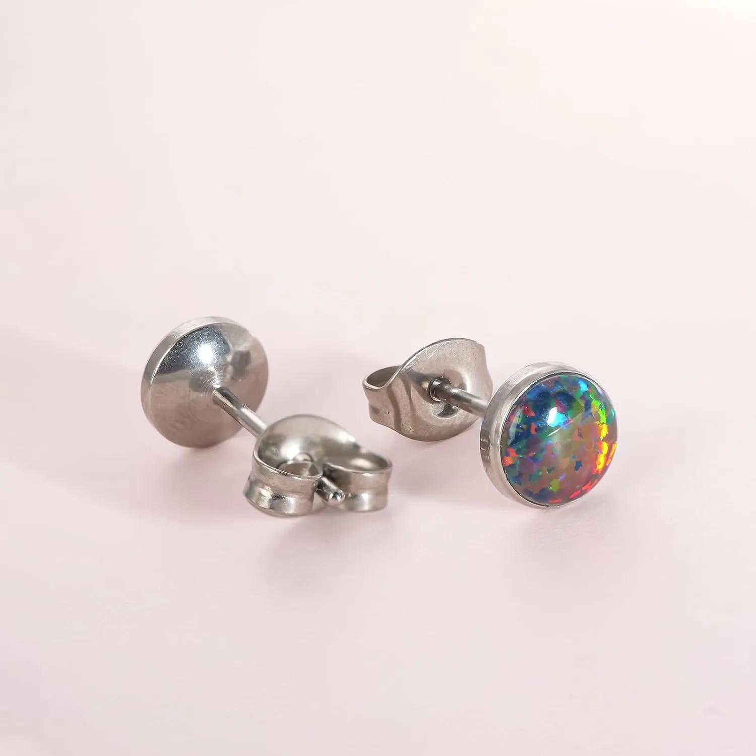 Limerencia G23 Pure Titanium Hypoallergenic Earrings | Minimalist Opal Stud Earrings | F136 Implant Grade | Suitable for Sensitive Ears Delicate Jewelry
