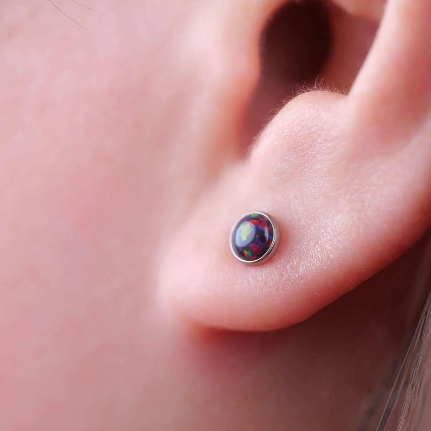 Limerencia G23 Pure Titanium Hypoallergenic Earrings | Minimalist Opal Stud Earrings | F136 Implant Grade | Suitable for Sensitive Ears Delicate Jewelry