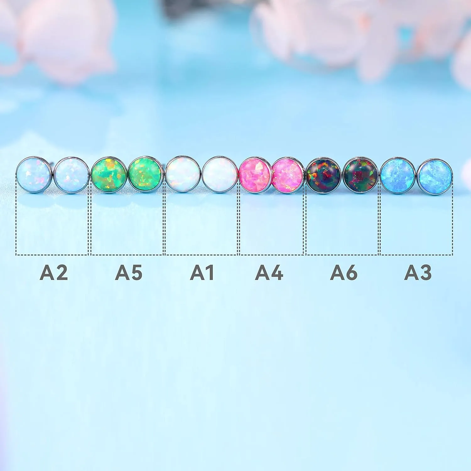 Limerencia G23 Pure Titanium Hypoallergenic Earrings | Minimalist Opal Stud Earrings | F136 Implant Grade | Suitable for Sensitive Ears Delicate Jewelry