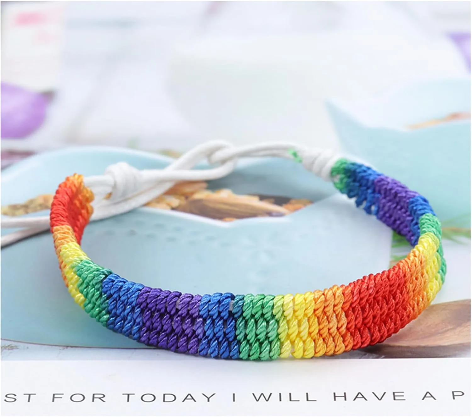 MALOYANVE Rainbow LGBT Pride Bracelet for Lesbian Gay Bisexual Handmade Adjustable LGBTQ Bracelets Braided Wristband Pride Month Friendship String Bracelet Gifts for Men Women