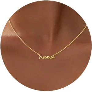 Mama Necklaces for Women Trendy, Dainty Gold Mom Necklace 14k Gold Plated CZ Layered Mama Pendant Choker Necklace Cute Mother Necklaces First Mothers Day Gifts for New Mom Birthday Jewelry Gifts