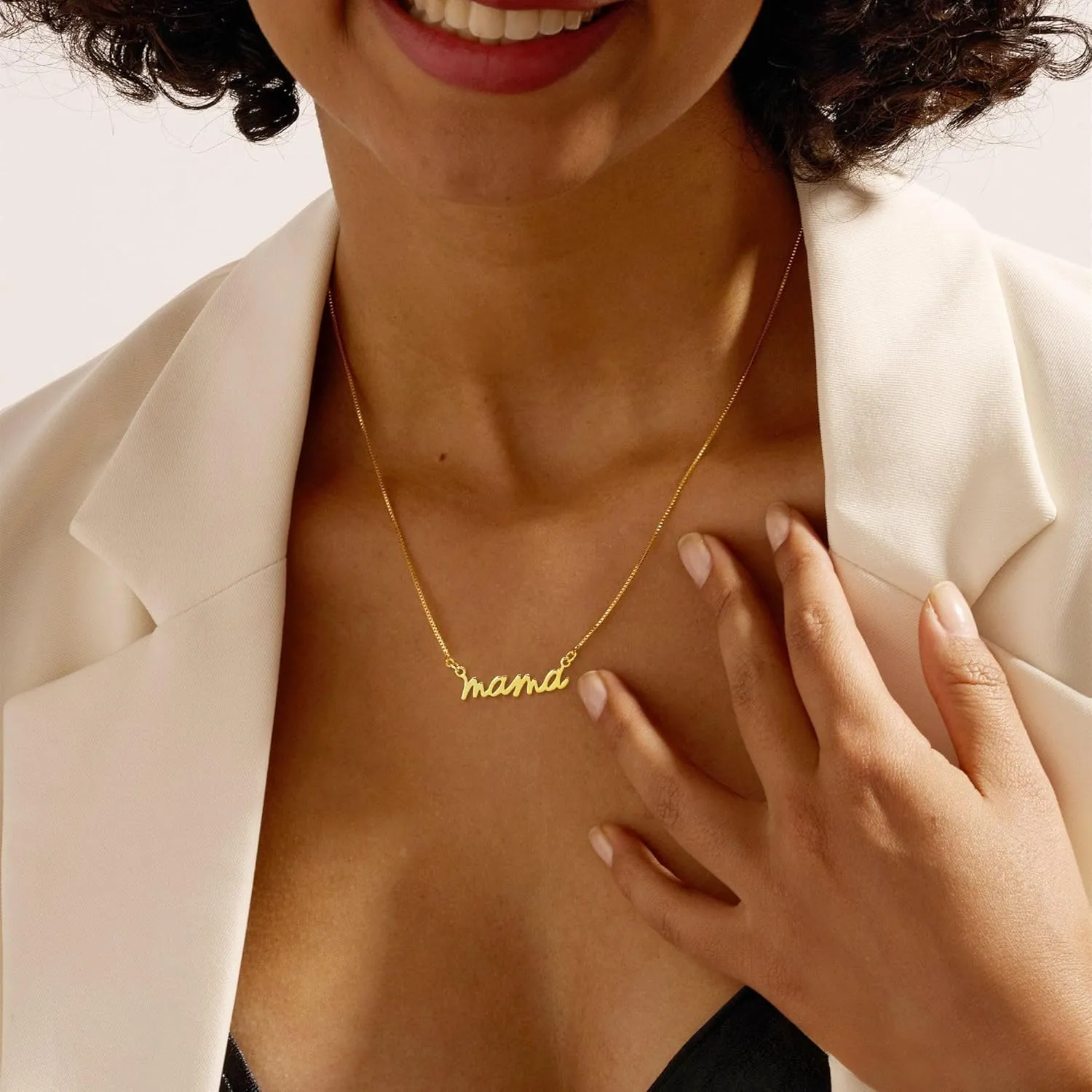 Mama Necklaces for Women Trendy, Dainty Gold Mom Necklace 14k Gold Plated CZ Layered Mama Pendant Choker Necklace Cute Mother Necklaces First Mothers Day Gifts for New Mom Birthday Jewelry Gifts