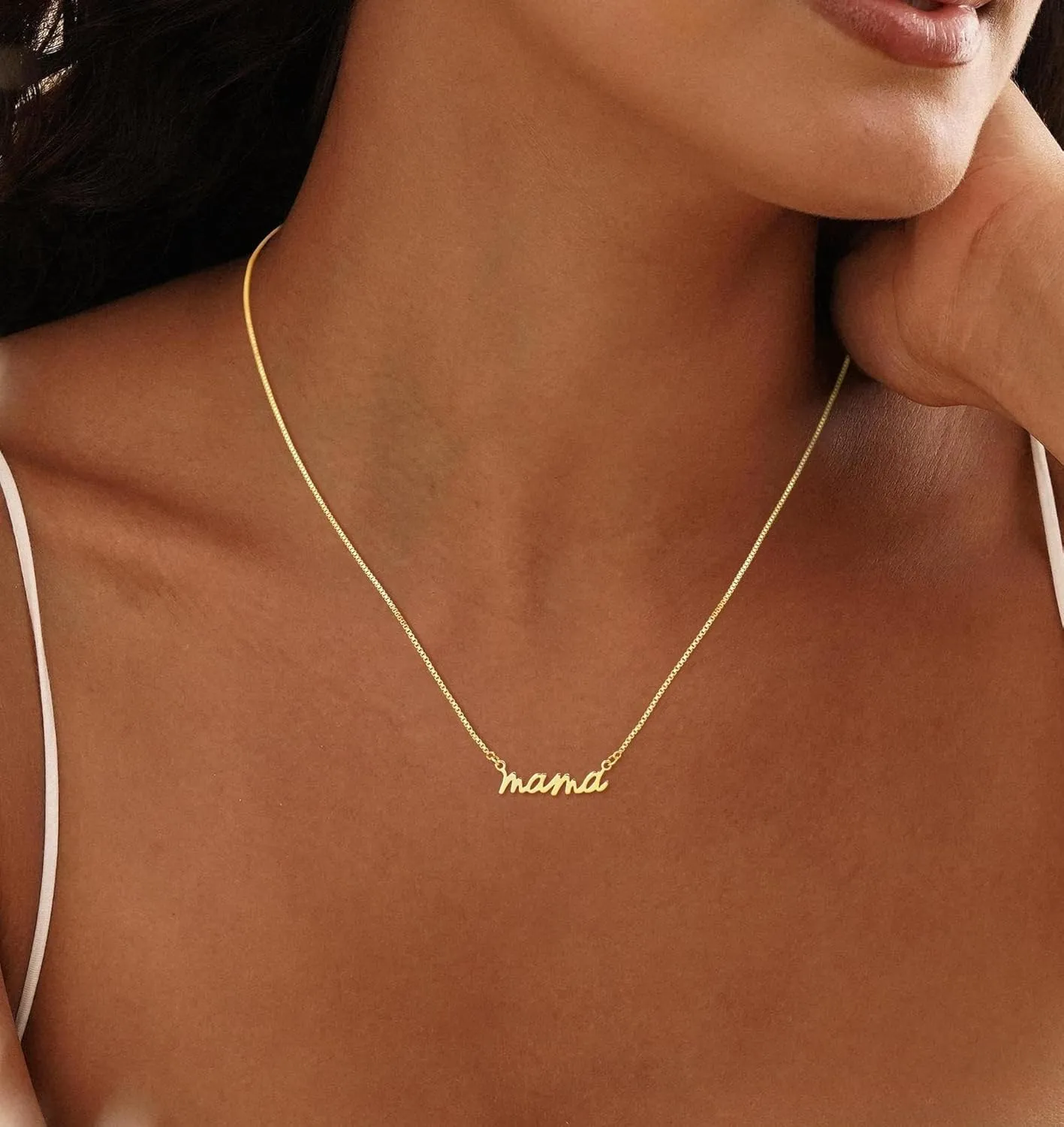 Mama Necklaces for Women Trendy, Dainty Gold Mom Necklace 14k Gold Plated CZ Layered Mama Pendant Choker Necklace Cute Mother Necklaces First Mothers Day Gifts for New Mom Birthday Jewelry Gifts