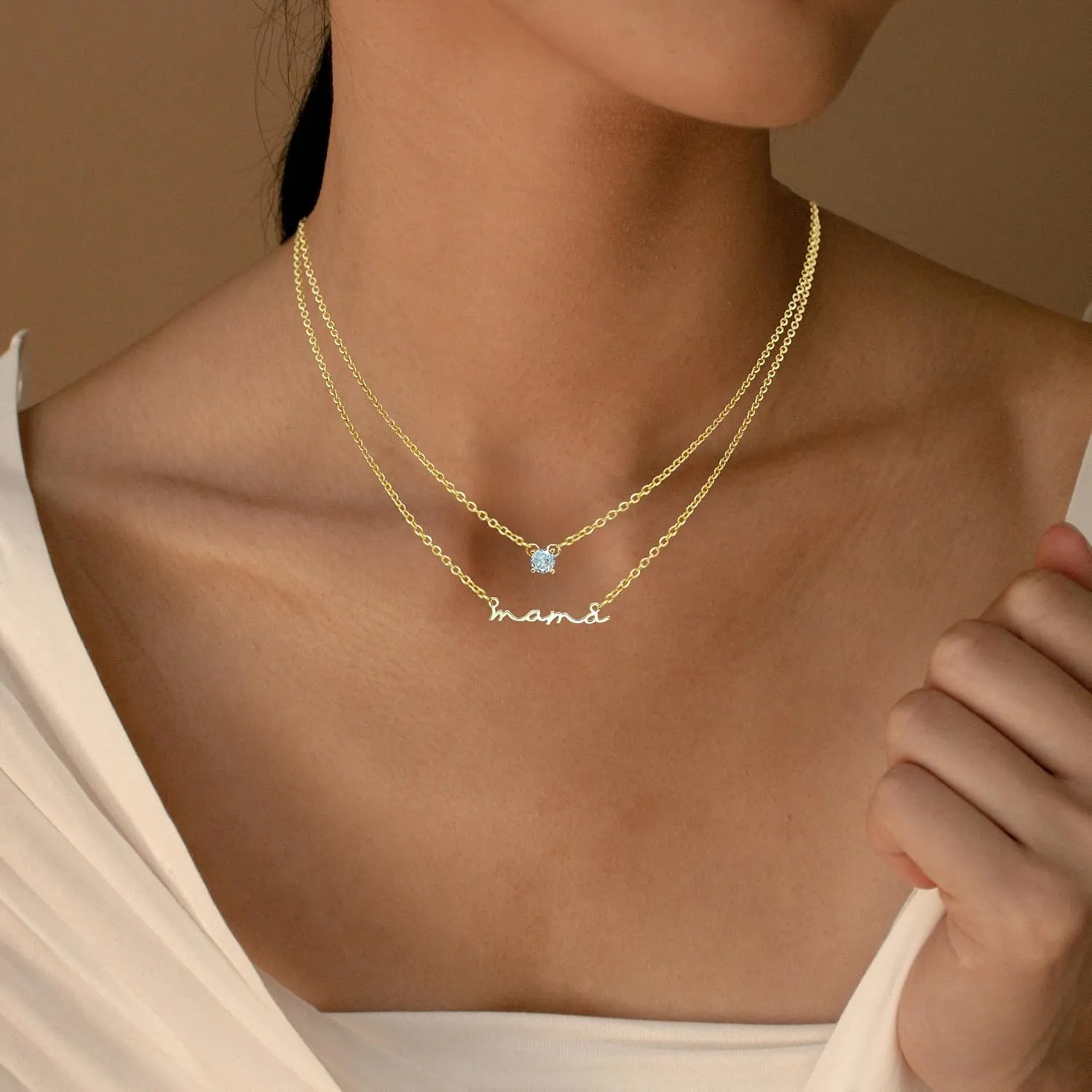 Mama Necklaces for Women Trendy, Dainty Gold Mom Necklace 14k Gold Plated Mothers Pendant Choker Gold Necklace New Mom Gifts for Women First Mothers Day Gifts for Mama Gold Jewelry Gift
