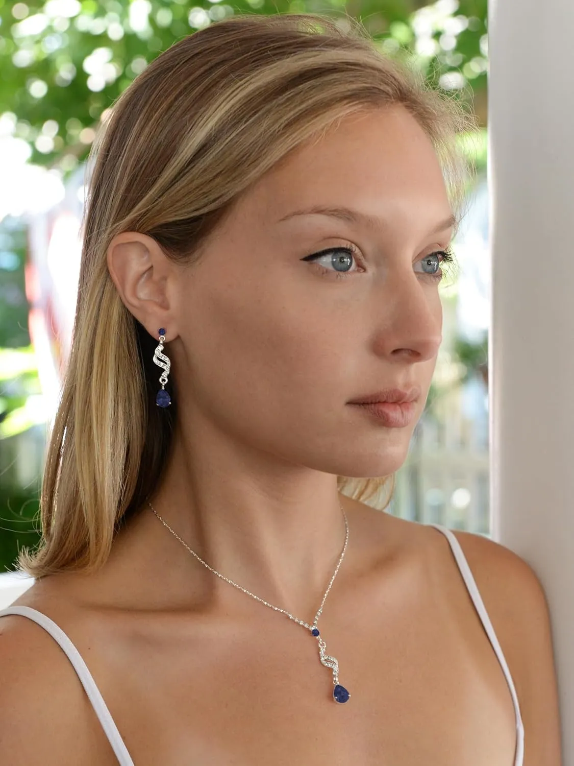 Mariell Cubic Zirconia Prom Jewelry Set, Necklace & Earrings Set for Brides, Bridesmaids, Wedding Jewelry