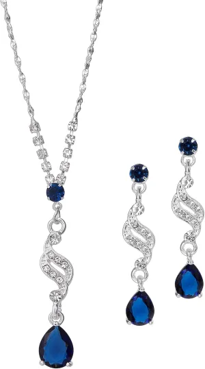 Mariell Cubic Zirconia Prom Jewelry Set, Necklace & Earrings Set for Brides, Bridesmaids, Wedding Jewelry