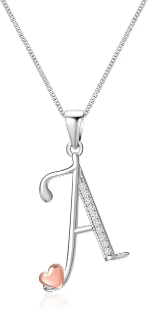 Mesovor 925 Sterling Silver Initial Necklace for Women, Classic 26 Letter Cubic Zirconia Hypoallergenic Necklace Jewelry Gifts for family Mother Sister Wife, 20 Inch Chain
