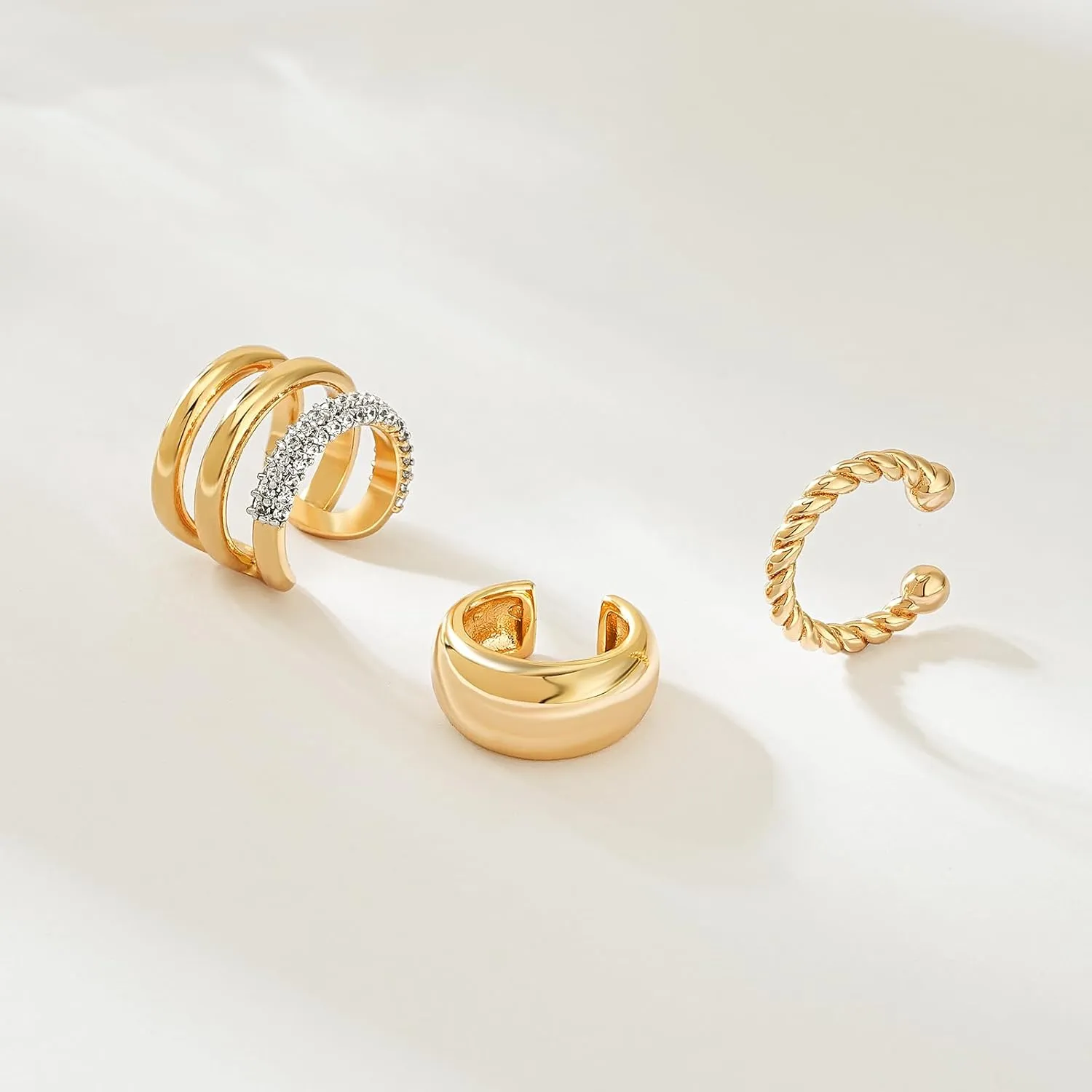 MEVECCO Ear Cuffs Non Piercing 18K Gold Plated Ear Cuff Earring Sets Clip on Cartilage Cubic Zirconia Pearl Minimalist Hypoallergenic Fake Hoop Earrings Stack Women Gifts