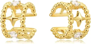 MEVECCO Gold Ear Cuff Earring 18K Gold Plated Non Pierced Ear Cartilage Clip on Wrap Hoop Tiny Chunky Blod Thick Simple Minimalist Handmade Delicate Hypoallergenic Ear Cuff Fake Earrings Women Gift