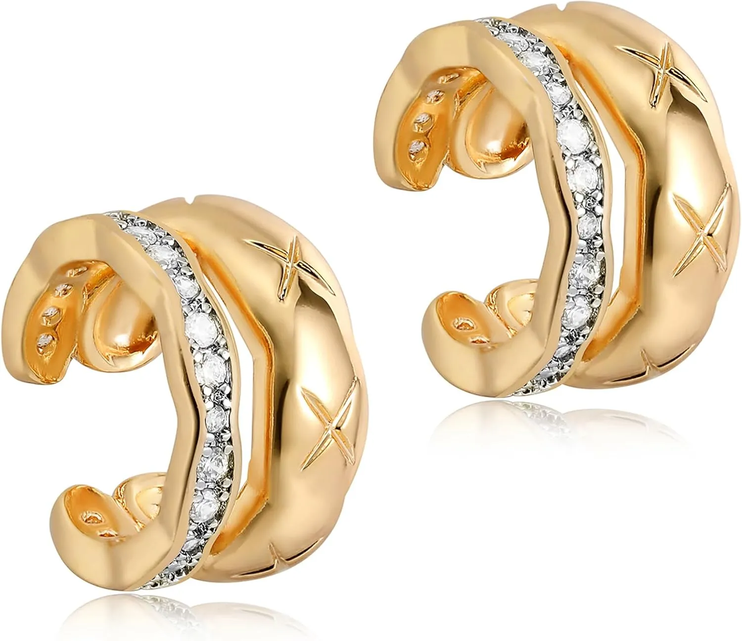 MEVECCO Gold Ear Cuffs 18K Gold Plated Ear Cuff Non Pierced Ears Small Sleeper Simple Minimalist Delicate Wide Ear Cuffs Clip On Earrings for Women