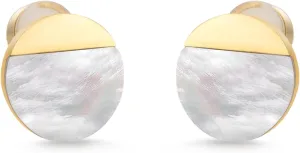 Milan Chiva Small Round Natural Gemstone Stud Earrings for Women 14K Gold Plated Oval Button Minimal Jewelry