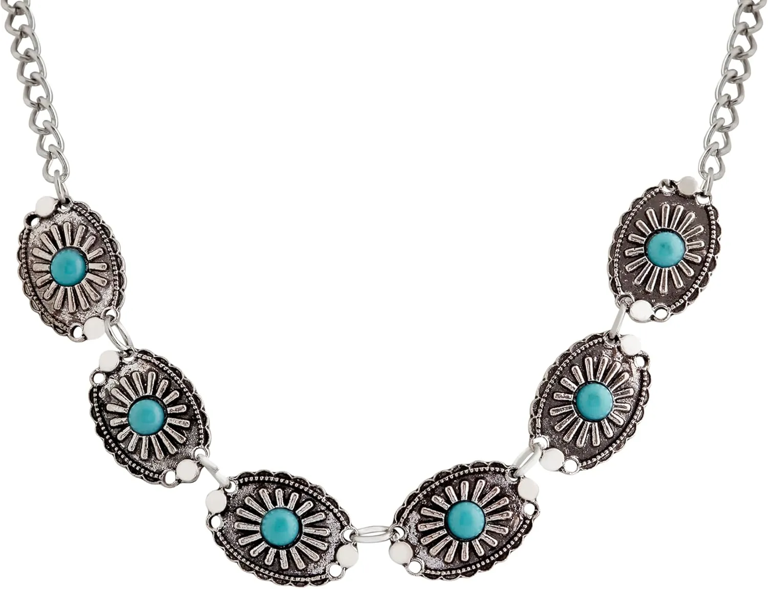 MINACHI Boho Vintage Floral Created Turquoise Necklace Choker, Old Fashion Jewelry for Women