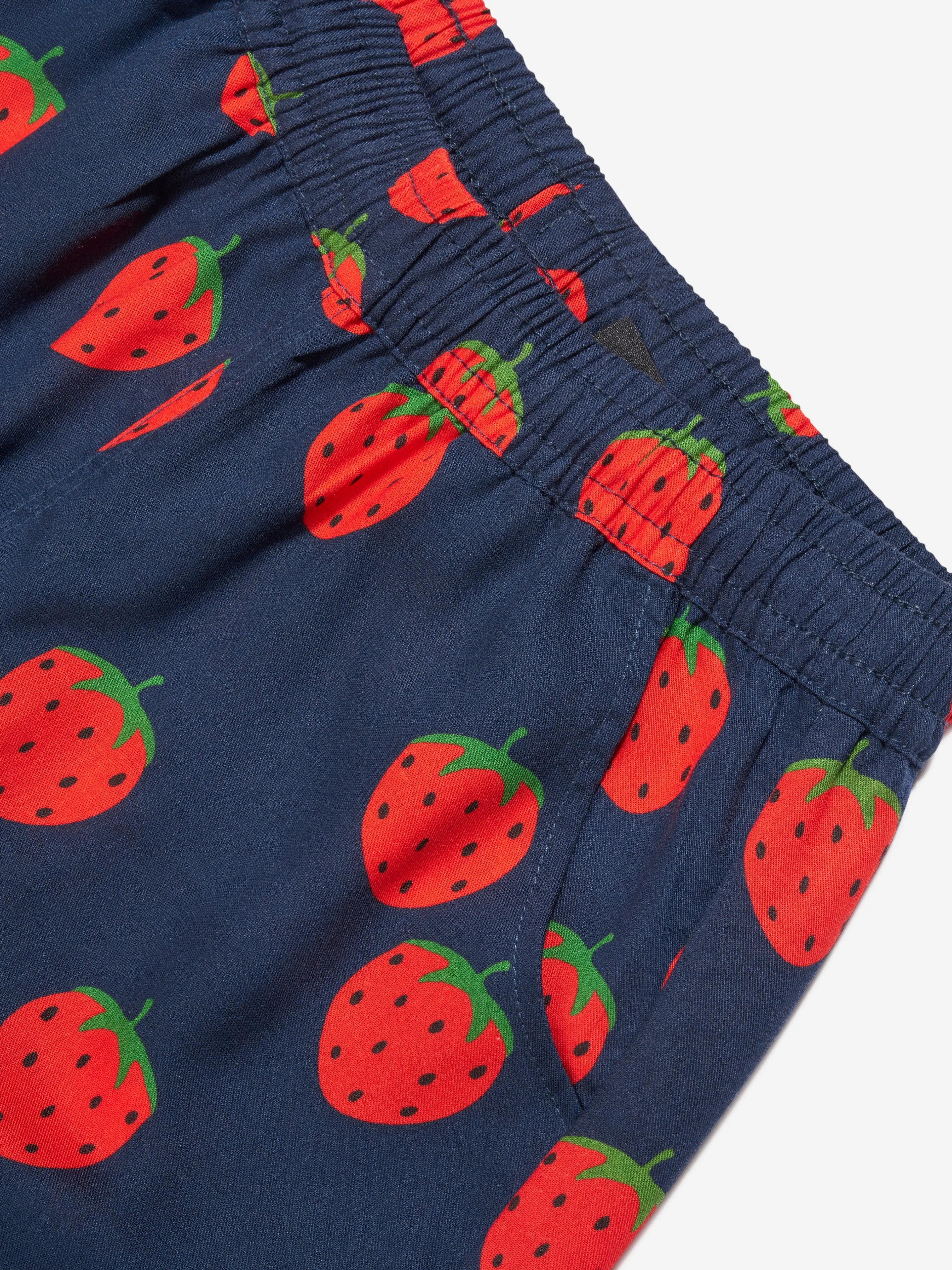 Mini Rodini Kids Strawberry Print Shorts In Navy