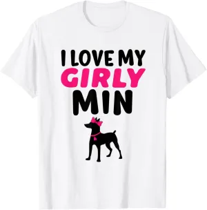 Miniature Pinscher Min Pin Girl Girly Dog Gender Reveal Cute T-Shirt