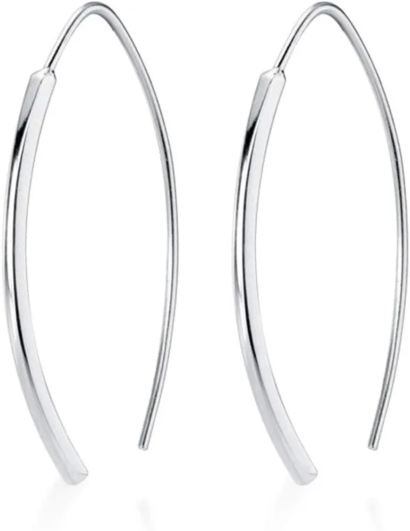 Minimalist Arc Bar Dangle Drop Earrings for Women Girls Men Sterling Silver Geometric Rectangular Simple Hoop Cuff Curving Threader Hypoallergenic Stud Personalized Jewelry Gifts