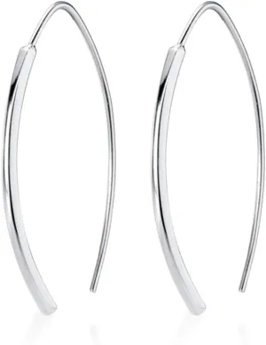 Minimalist Arc Bar Dangle Drop Earrings for Women Girls Men Sterling Silver Geometric Rectangular Simple Hoop Cuff Curving Threader Hypoallergenic Stud Personalized Jewelry Gifts