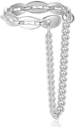 Minimalist Link Chain Cartilage Ear Cuffs Wrap Earrings S925 Sterling Silver Fashion Non Piercing Clip On Huggie Hoop Earring Fake Ear Studs Delicate Jewelry for Women Girls Sensitive Ears