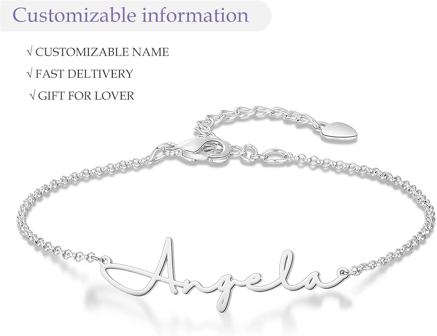 MissNaNa Personalized Name Bracelet for Women Nameplate Bracelet Custom Name Beach Anklet Adjustable Name Charm Bracelet Made with Any Names for Women Girls Children