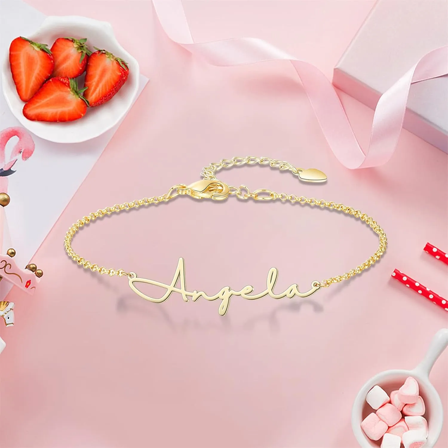 MissNaNa Personalized Name Bracelet for Women Nameplate Bracelet Custom Name Beach Anklet Adjustable Name Charm Bracelet Made with Any Names for Women Girls Children