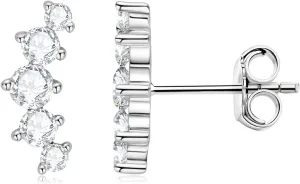 Moissanite Stud Earrings for Women 925 Sterling Silver Sunburst Hypoallergenic Earrings for Sensitive Ears, Fashion Dainty Imitation Diamond Jewelry Gifts for Girlfriend Mom, Anniversary Day, GRA Certificate