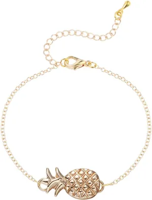 MOKAVIKY 25 Gold Pineapple Bracelet Anklets for Women Hawaii Boho Beach Adjustable Bracelet Ankle