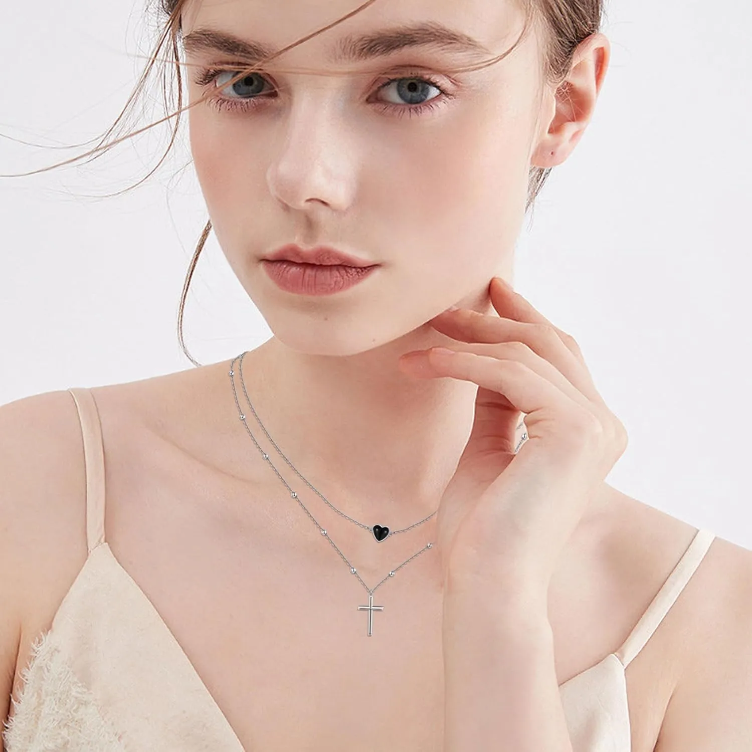 MONGAS Tree of Life/Lotus/Daisy/Layered Necklace Sterling Silver Stacked Layered Choker Necklace Jewelry Gifts for Women