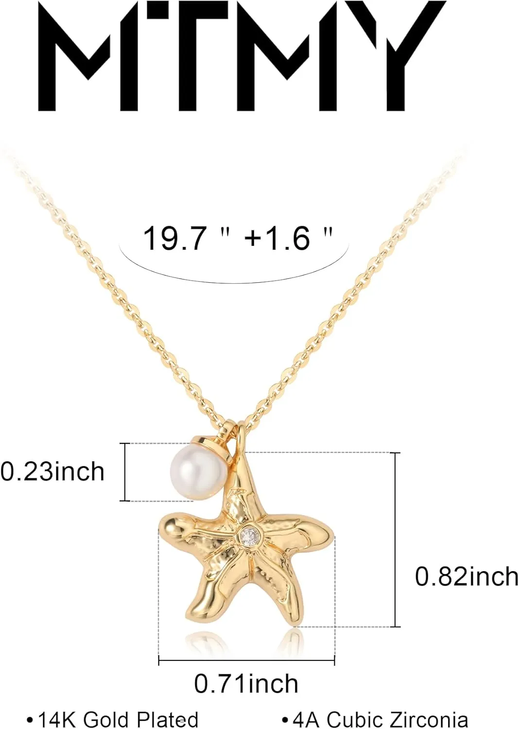 MTMY 14K Gold Plated Shell/Starfish/Anchor/Dolphin Pendant Necklaces Ocean Beach Summer Jewelry for Women