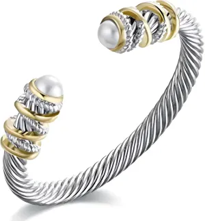 Multi Twisted Cable Wire Cross Bracelet For Women Men Classic Stainless Steel Fashion Stackable OPen Bangle Open Cuff Bangles Vintage Jewelry With Gemstone