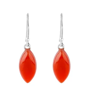 Natural Carnelian Marquise Shape Gemstone Dainty Dangling Earring, 925 Sterling Silver Designer Earrings, Handmade Jewelry, Birthstone, Elegant Statement Girls Earring, Gift for Her