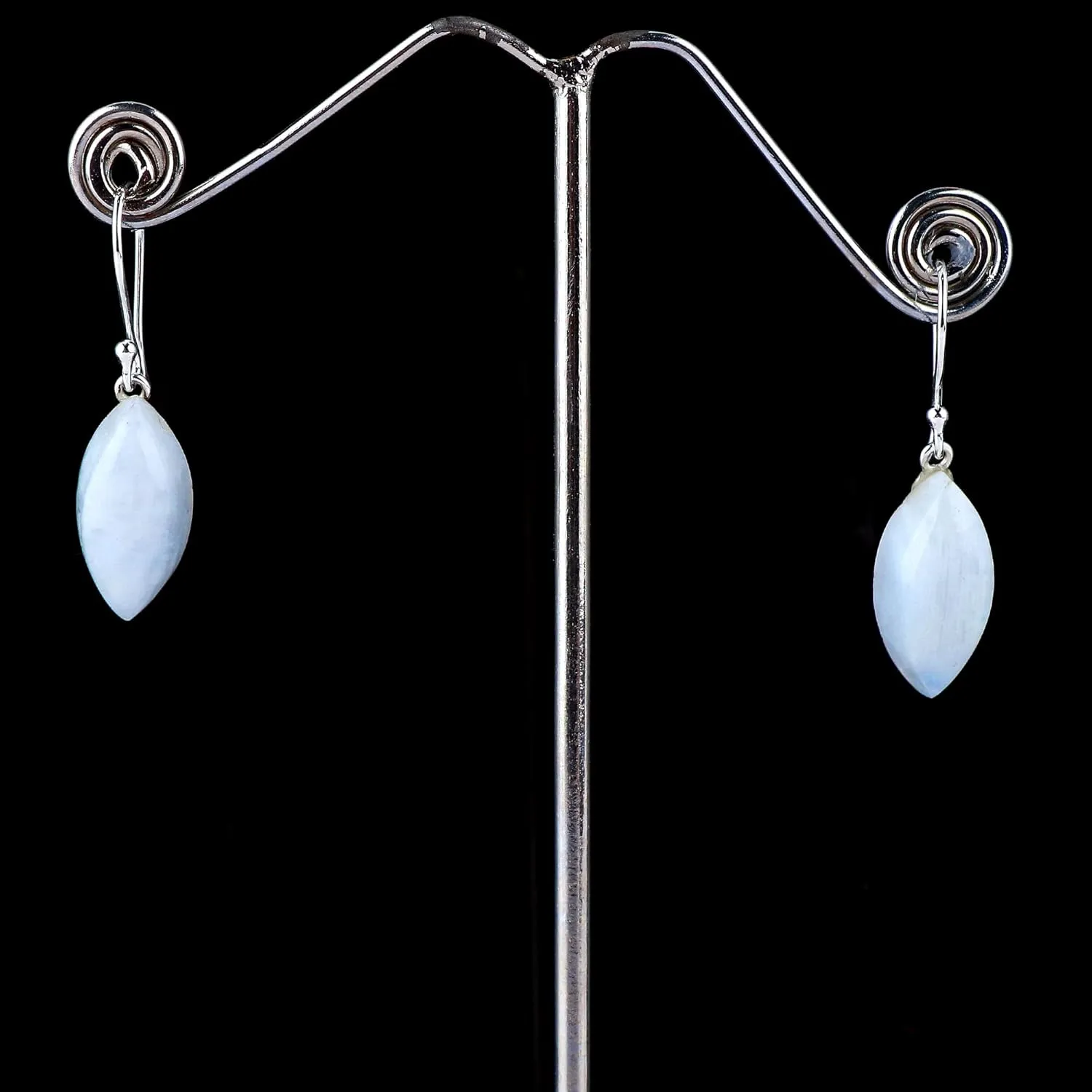 Natural Moonstone Marquise Shape Gemstone Dainty Dangling Earring, 925 Sterling Silver Designer Earrings, Handmade Jewelry, June Birthstone, Elegant Statement Girls Earring, Gift for Her