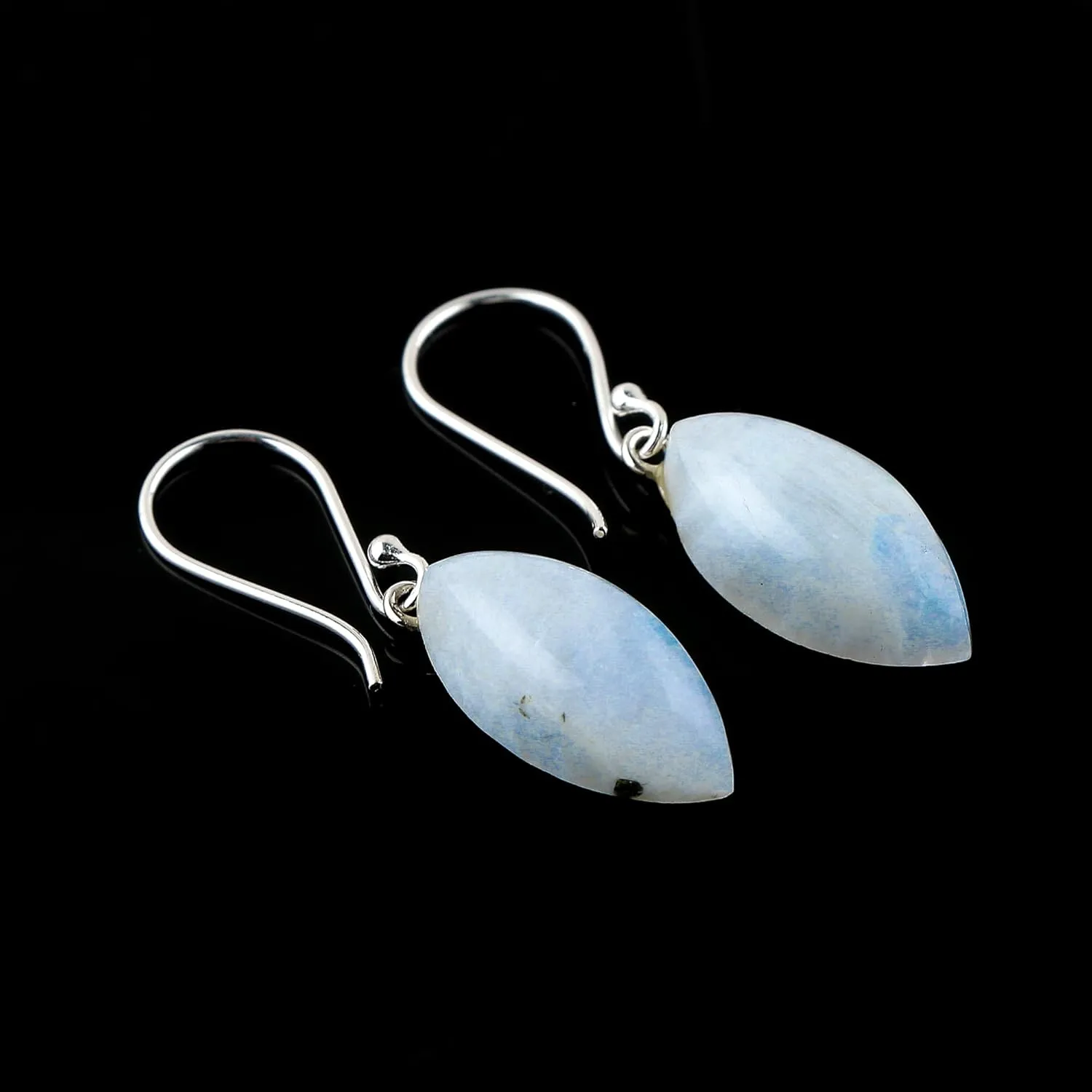 Natural Moonstone Marquise Shape Gemstone Dainty Dangling Earring, 925 Sterling Silver Designer Earrings, Handmade Jewelry, June Birthstone, Elegant Statement Girls Earring, Gift for Her