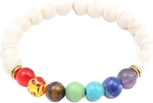 Natural Stone Tiger Eye 7 Chakra Bracelets Bangles Yoga Beads Buddha Prayer Elastic Bracelet Men