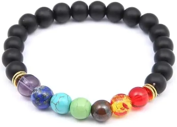 Natural Stone Tiger Eye 7 Chakra Bracelets Bangles Yoga Beads Buddha Prayer Elastic Bracelet Men