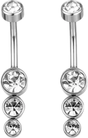 Navel Rings for Women, Unique Belly Button Jewelry Cubic Zirconia Silver Surgical Steel Circle White for Women Mother Body Piercing Jewelry