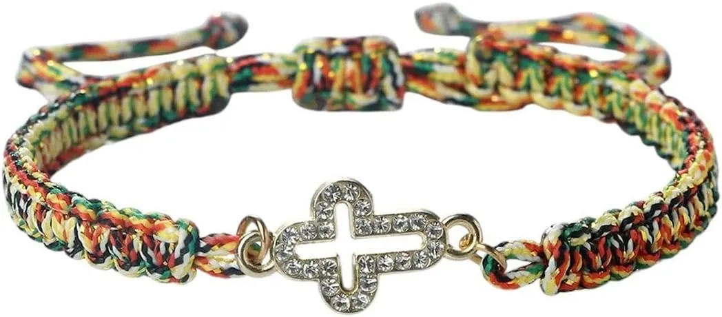 New 2025 Unisex Charm Crystal Cross Bracelets Lucky Black Red Rope Handmade String Bracelet Women Men Prayer Bangles Couple Faith Jewelry Gifts Fashion Trendy Accessories Creative Gift For And