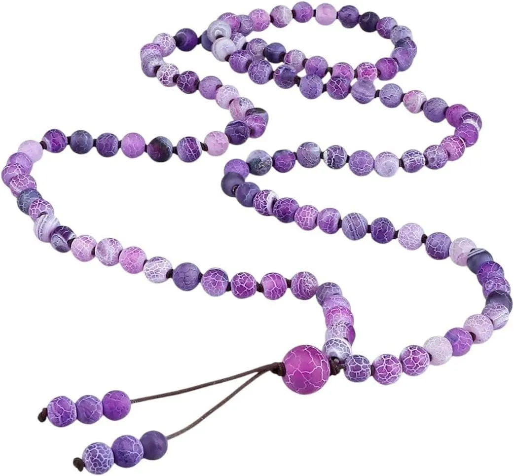 New 2025 Unisex Men Beads Wrap Bracelets Vintage Handmade Buddhist Prayer Long Necklace Lucky Purple Weathered Stone Yoga Bangles Jewelry Fashion Accessories Creative For Women And Men Men