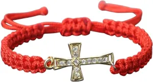 New 2025 Unisex Red Color Thread Crystal Cross Pendant Bracelet Prayer Jesus Meditation Couple Bangles Chain Jewelry Gift With For You Accessories Trendy Creative For Women And Men