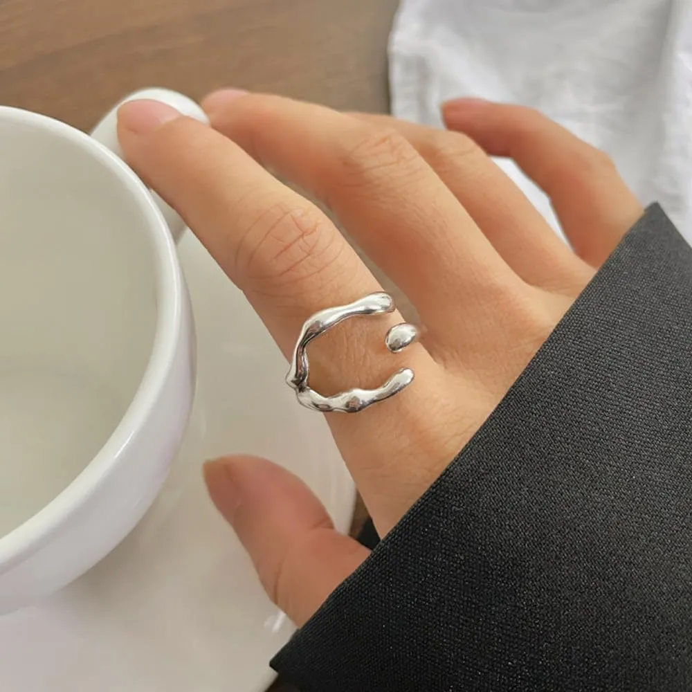 OIDIMS Irregular Stainless Steel Open Ring Minimalist for Women Men Unique Style Design Stacking Ring Personalized Finger Comfort Fit Jewelry Birthday Christmas Gifts Simple Statement Rings