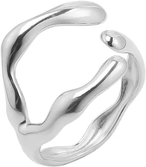 OIDIMS Irregular Stainless Steel Open Ring Minimalist for Women Men Unique Style Design Stacking Ring Personalized Finger Comfort Fit Jewelry Birthday Christmas Gifts Simple Statement Rings